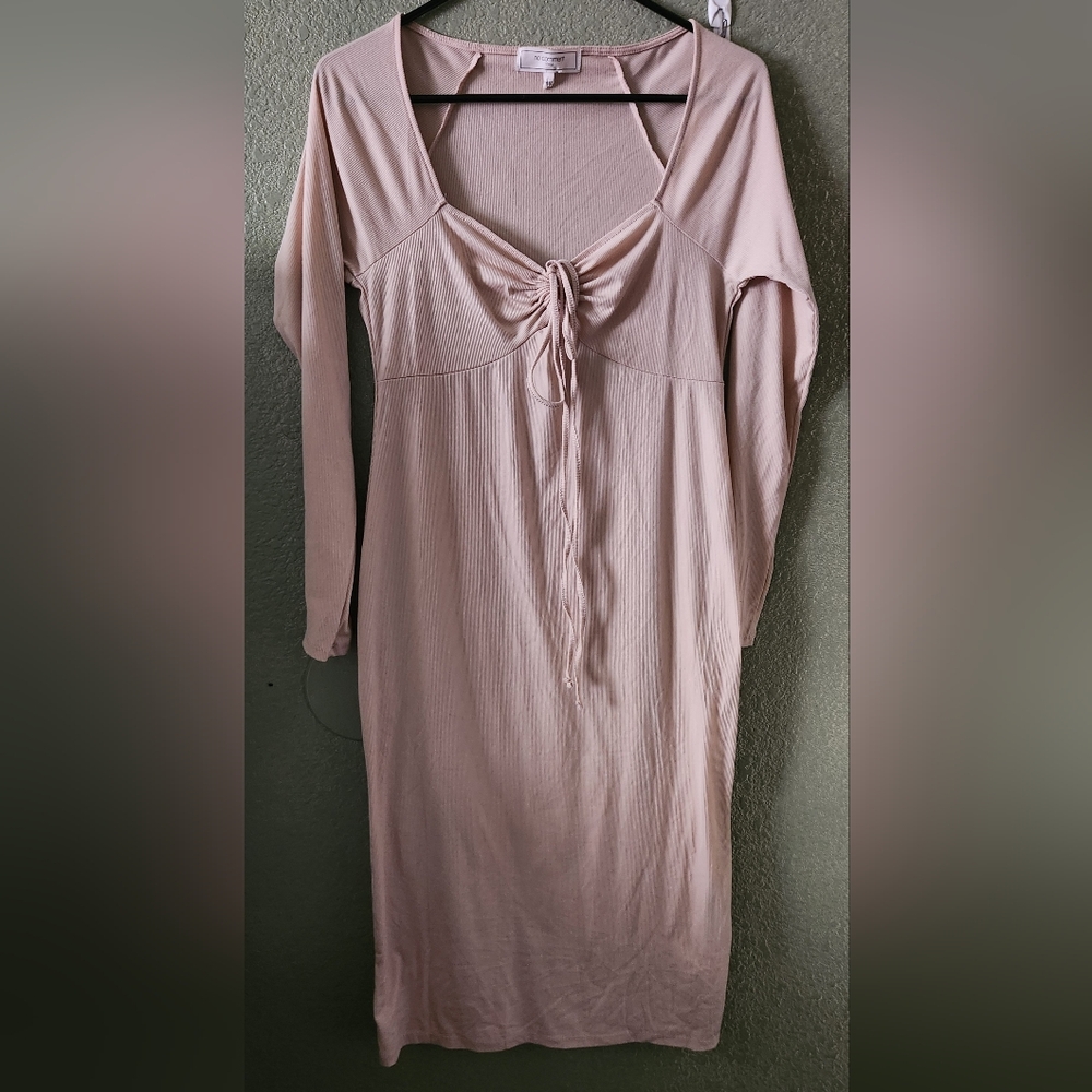Elegant Pink Long Sleeve Dress